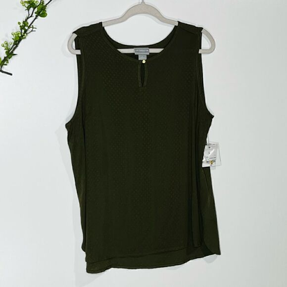 Liz Claiborne Olive Green Tank Blouse Gold Button NWT! - Picture 1 of 8